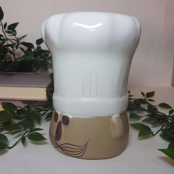 Ceramic Chef Head Kitchen Utensil Holder Baker Baking Cook Cooking Tool Storage - Picture 3 of 14